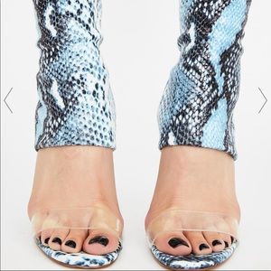 Snake print ankle heels